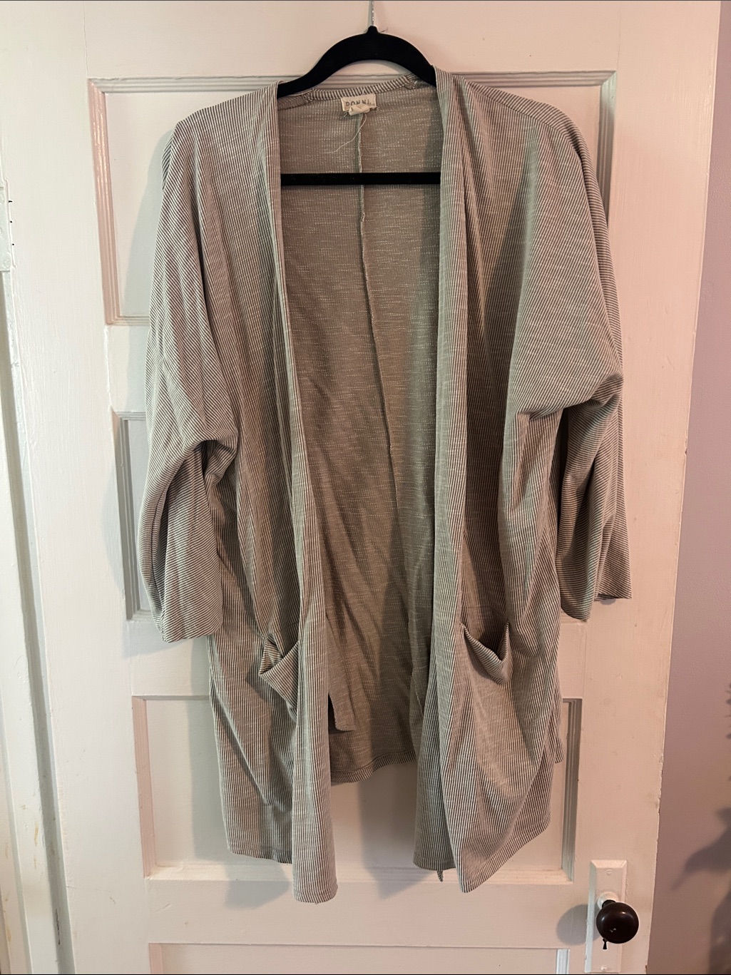 Donni. Light Grey Open-Front Ribbed Cardigan